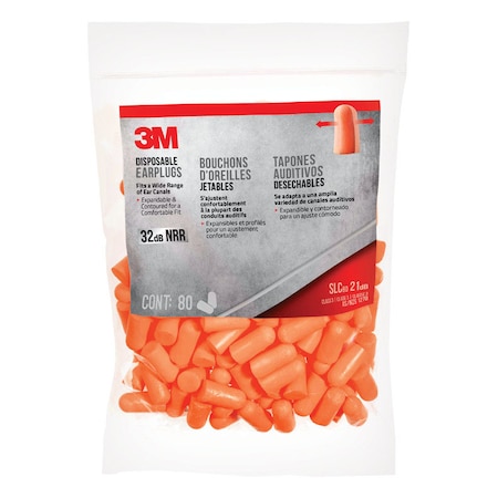 3M 3M 32 dB Soft Foam Earplugs Orange 80 pair 92800-80-6DC